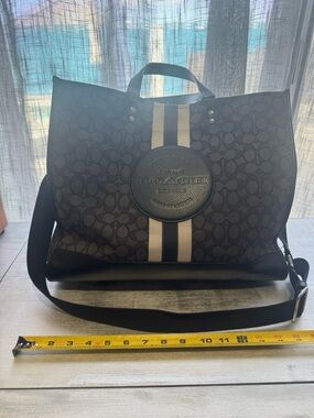 Coach Signature Dempsey Tote 40 - Black Smoke Black Multi with nickel hardware